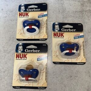 3 Set Gerber Original NUK Orthodontic PACIFIER Size 2 6-18 months Blue
